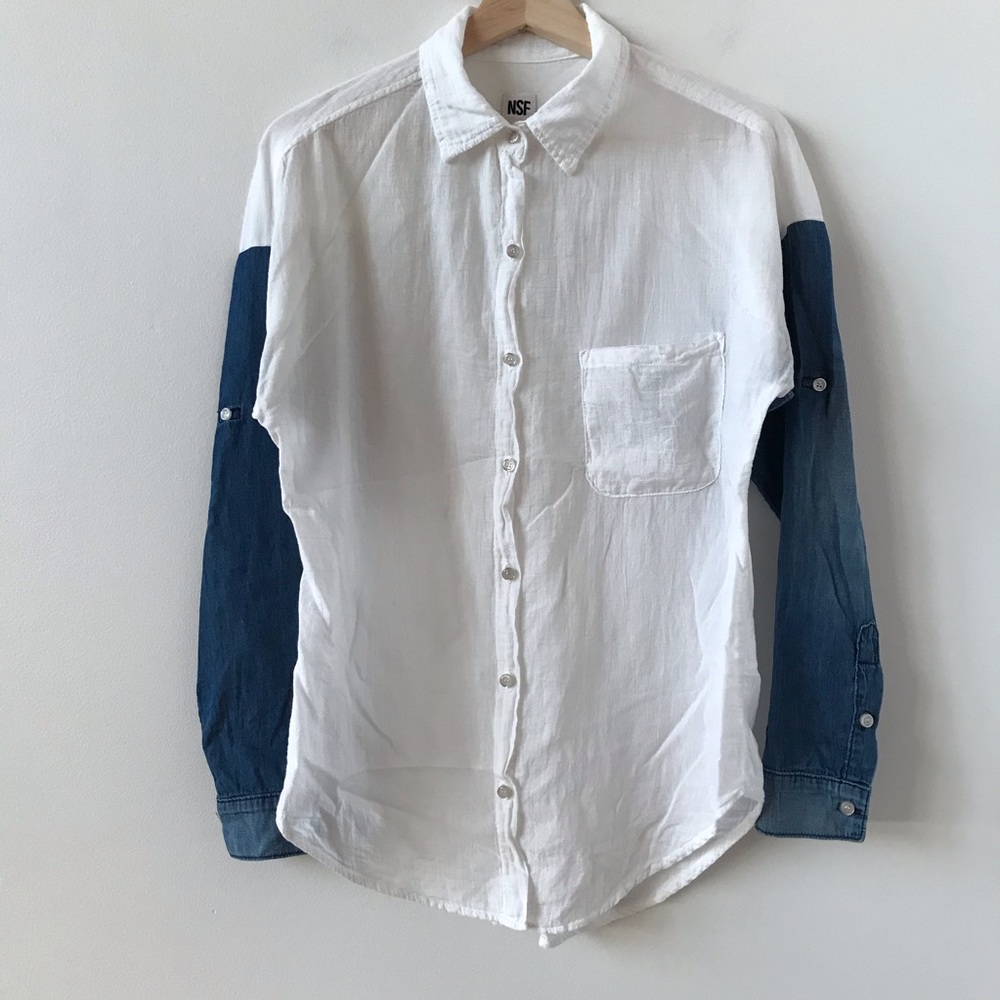 NSF white and chambray button down